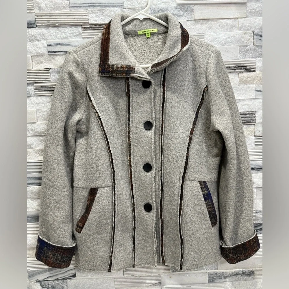Trisha Tyler Women's Size-M Gray Fleece Coat Jacket Lagenlook